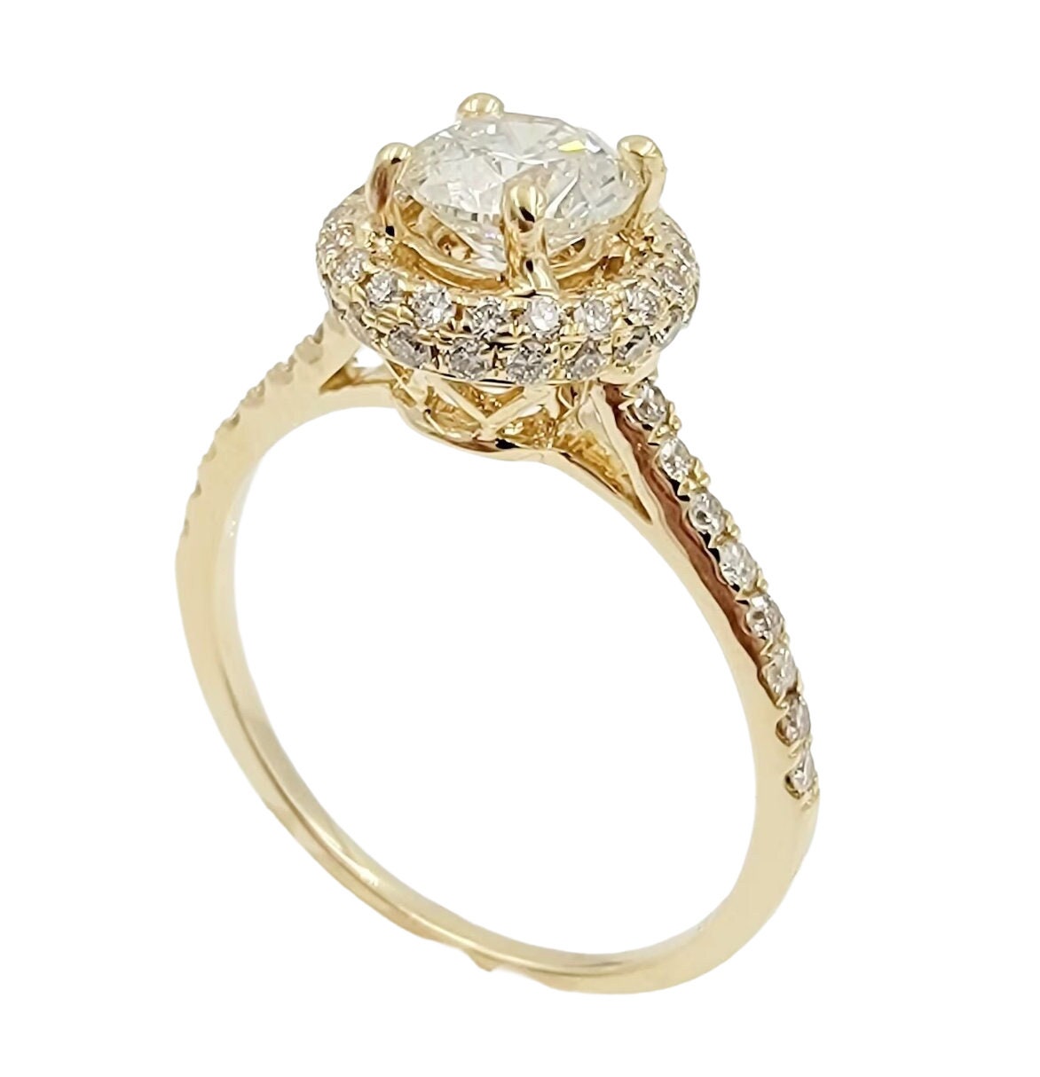 14k Yellow Gold Diamond Halo Ring