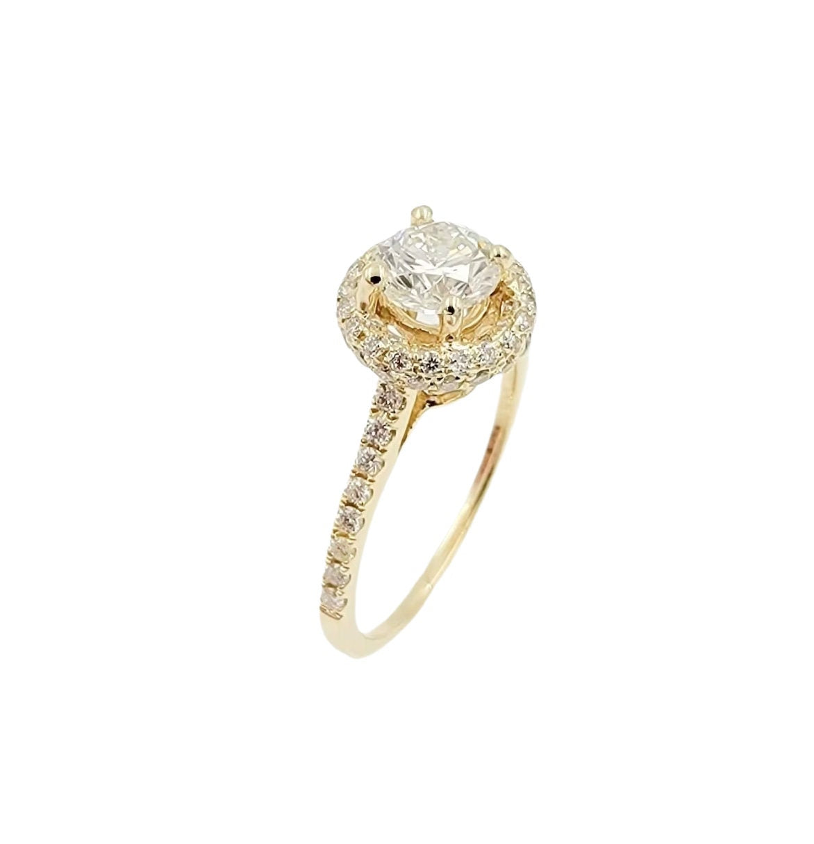 14k Yellow Gold Diamond Halo Ring