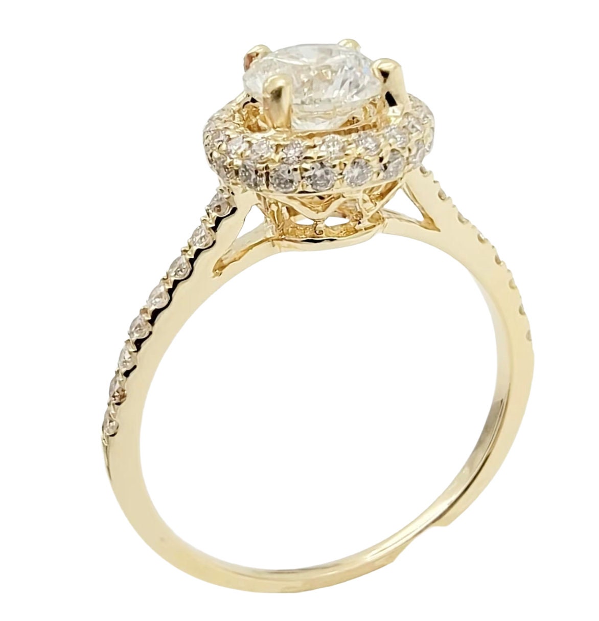 14k Yellow Gold Diamond Halo Ring