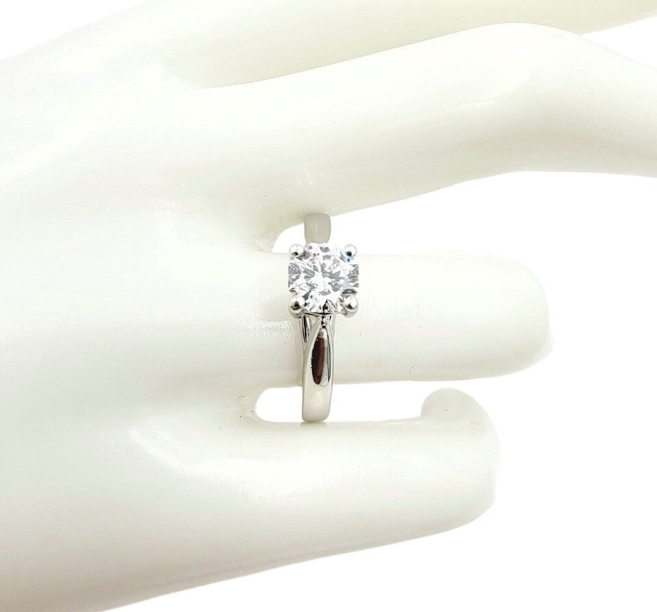 Platinum Solitaire Diamond Ring. Octagon Brilliant Cut Diamond.