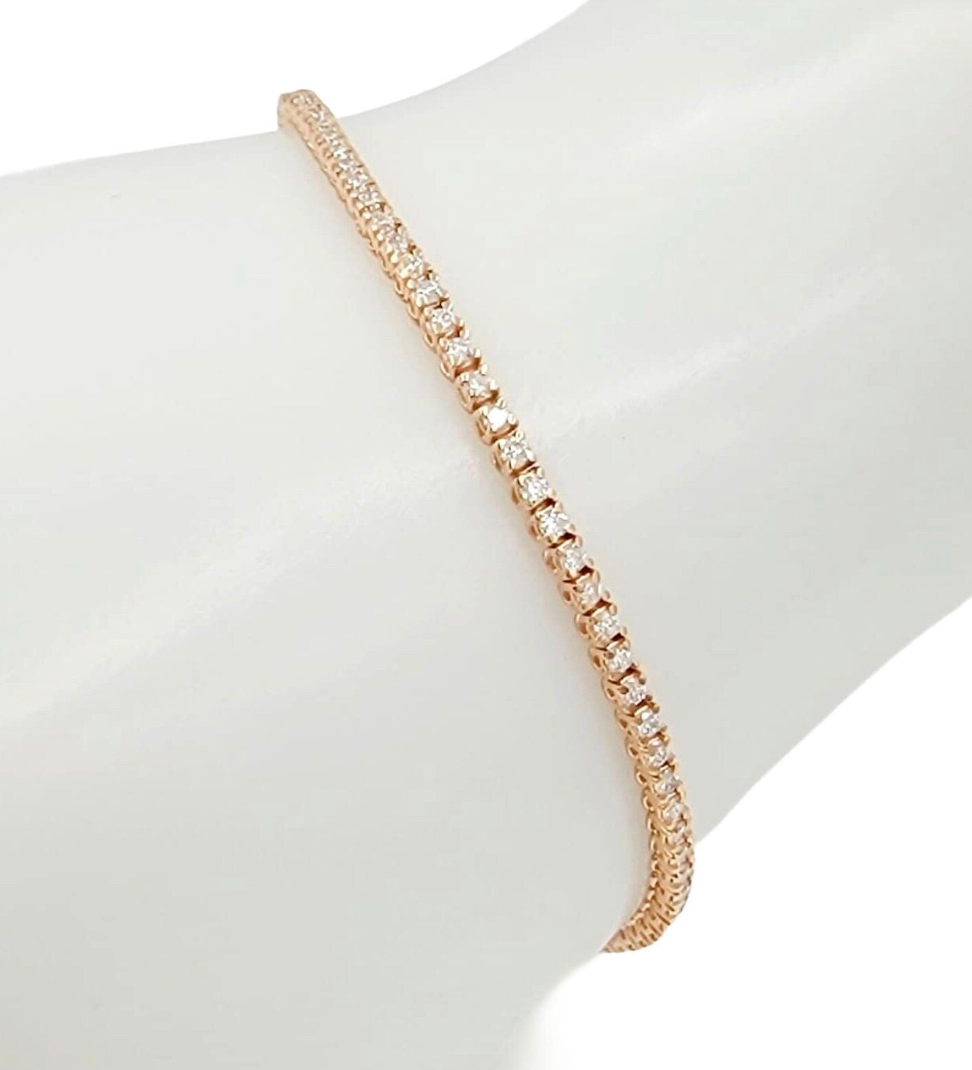 14k Rose Gold Diamond Tennis Bracelet