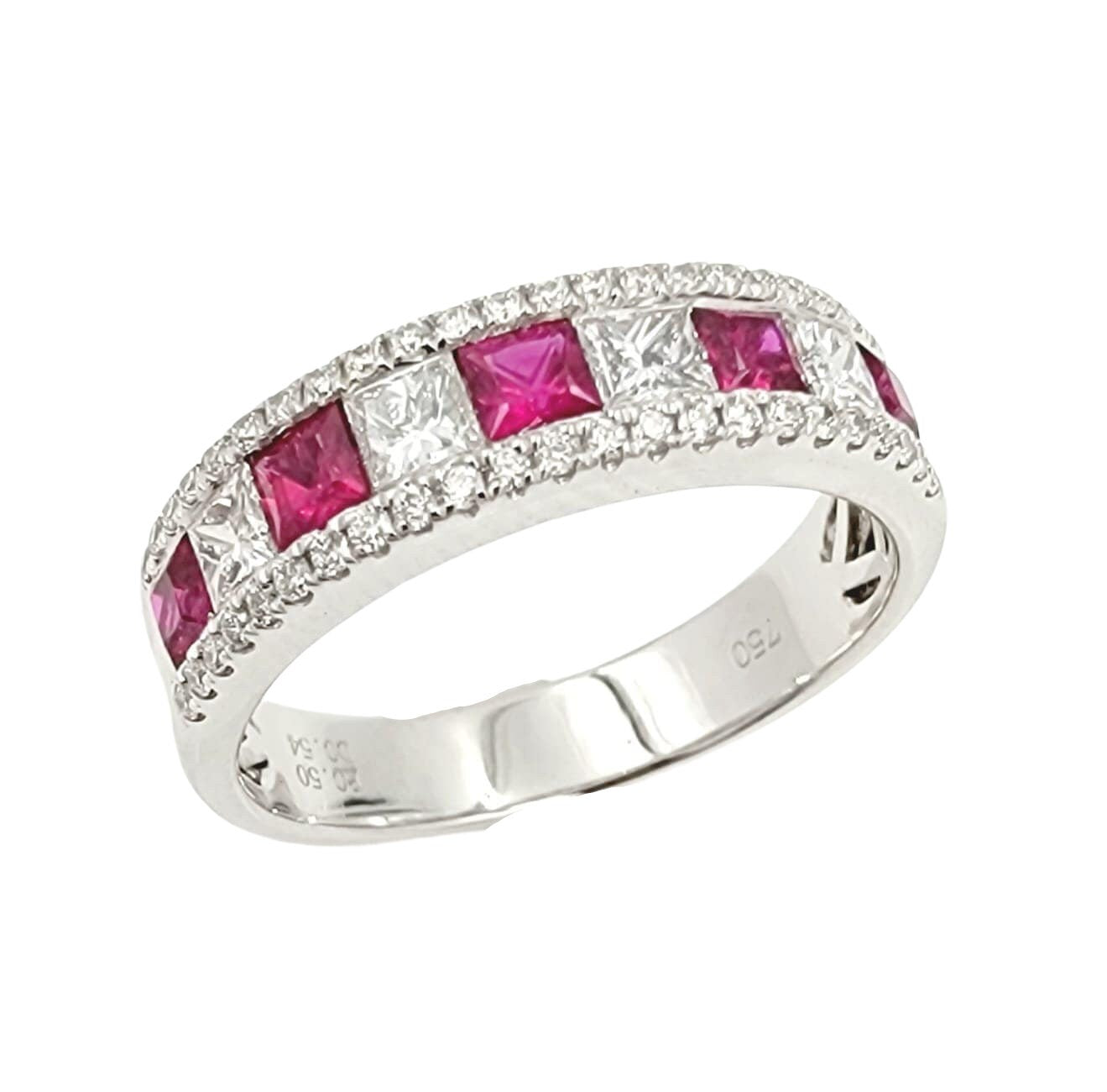 18k white gold Diamond and Ruby Ring, Gift for Her Christmas Ring Jewelry