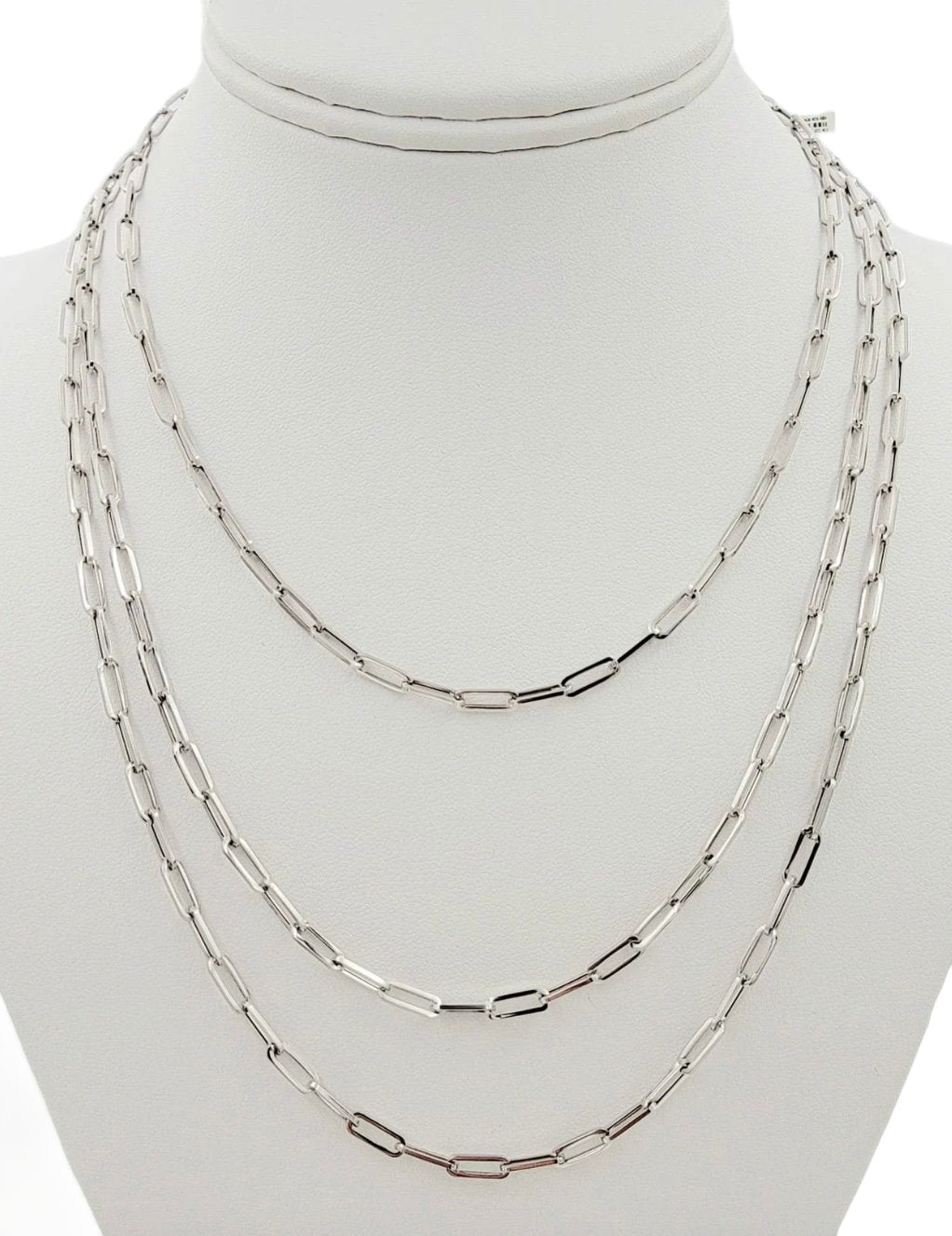 Women's 14k Solid White Gold Paperclip Chain Necklace,16,20,22 Inch.