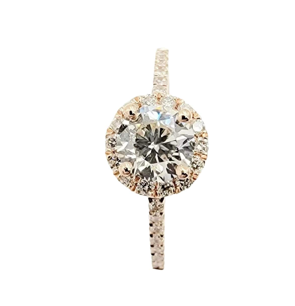 14k Rose Gold Diamond Halo Ring