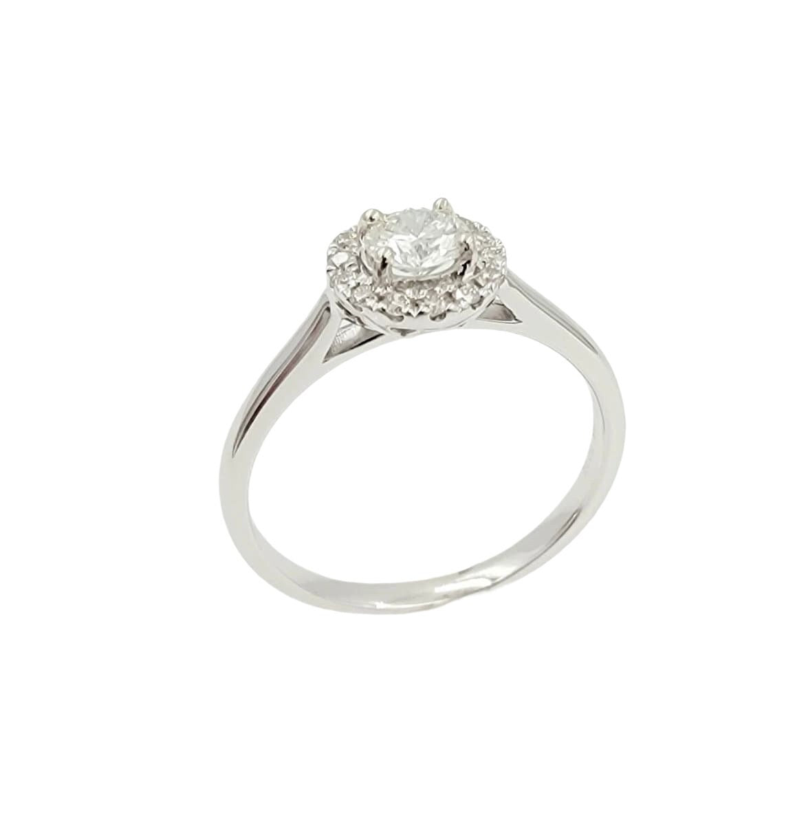 14k Diamond Solitaire Ring with Halo