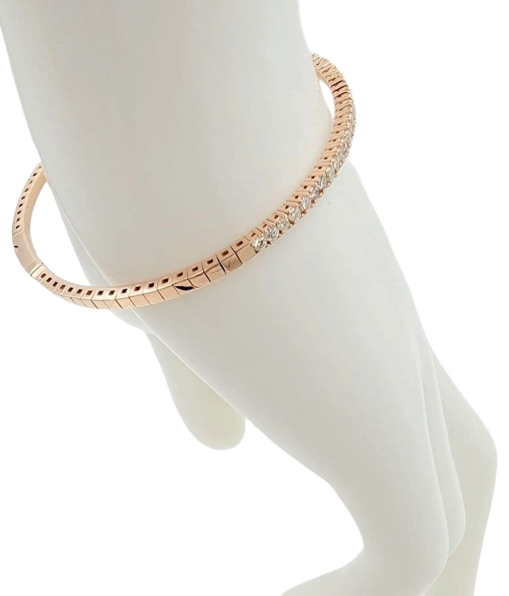 14k Rose Gold Diamond Flex Bangle 1.16ct