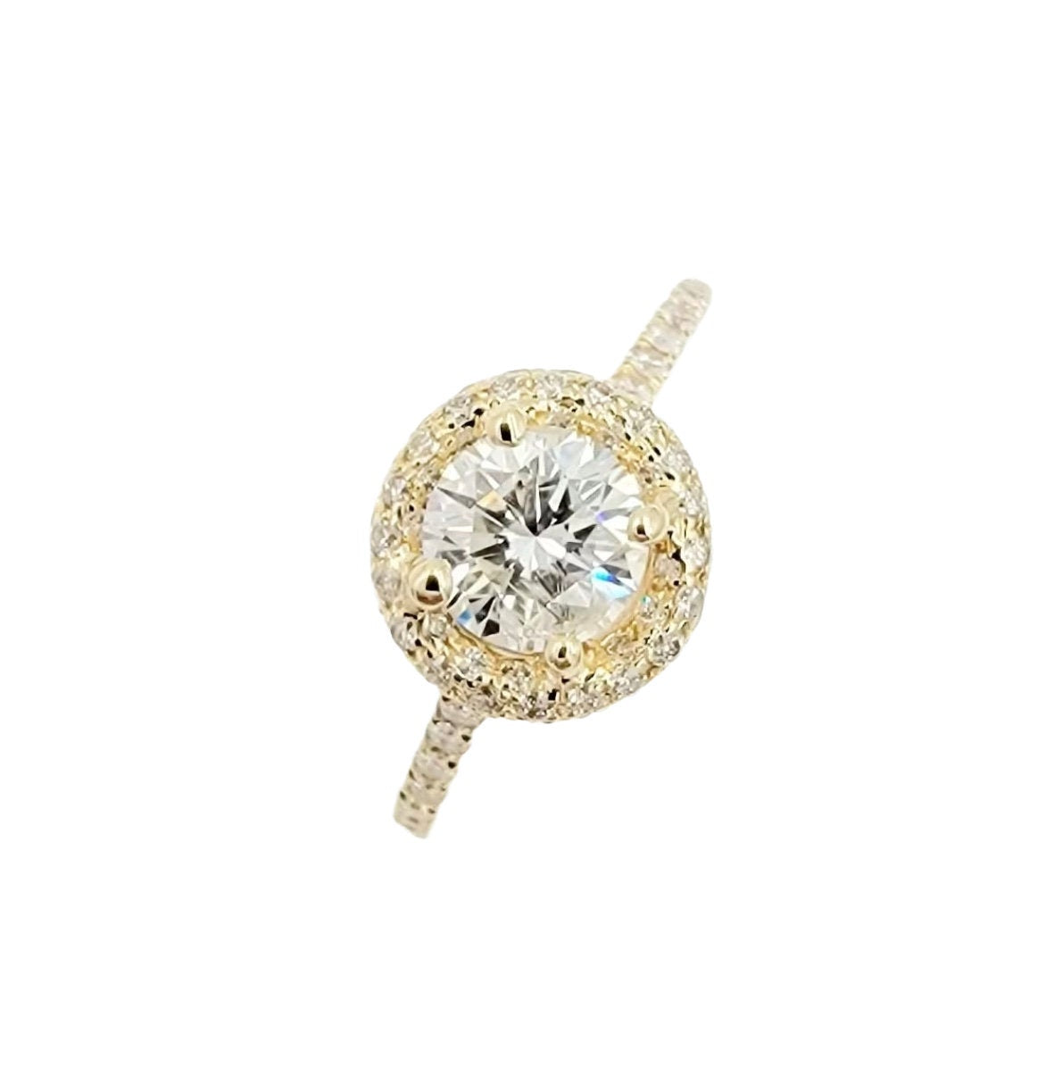 14k Yellow Gold Diamond Halo Ring