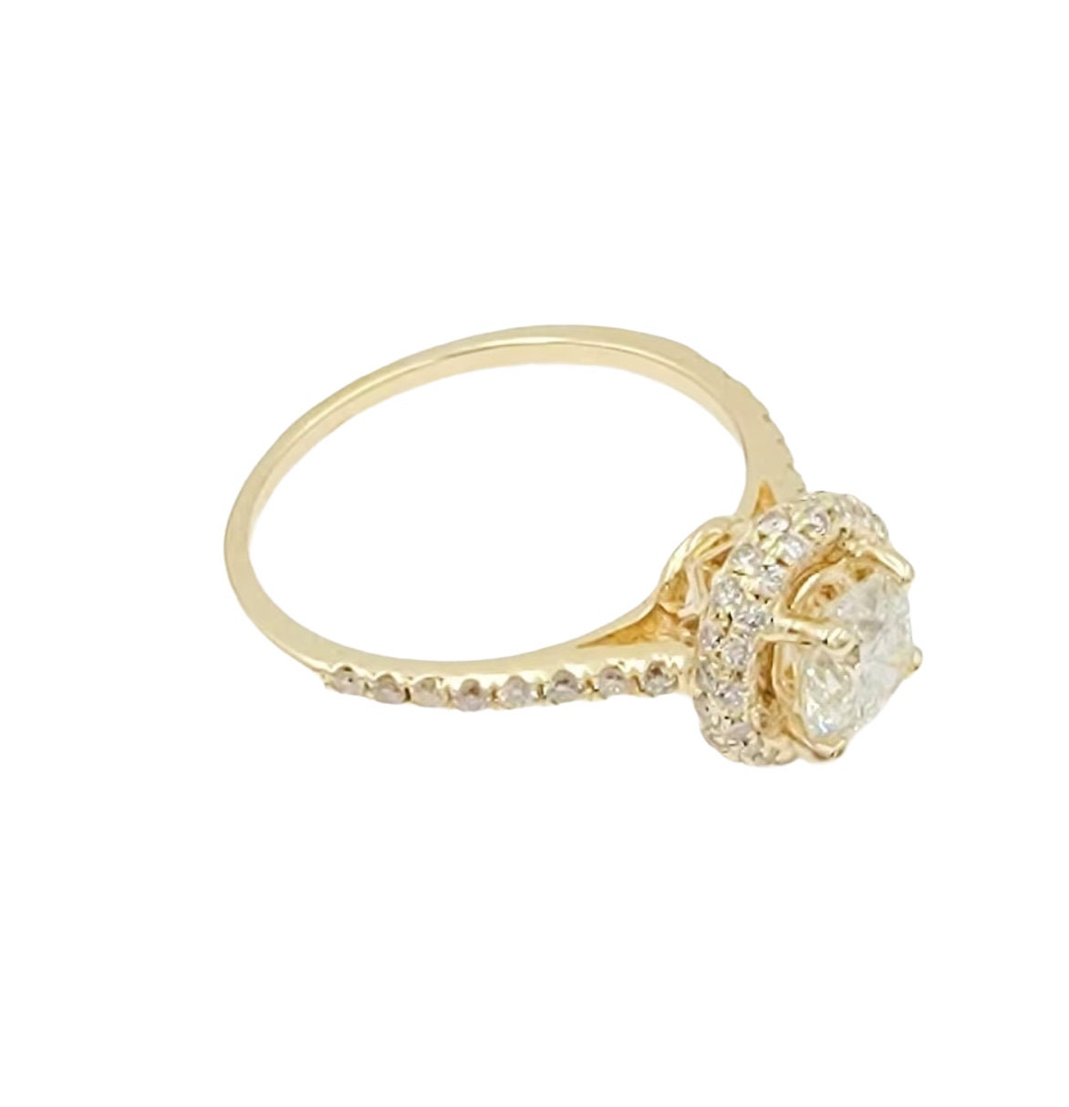 14k Yellow Gold Diamond Halo Ring