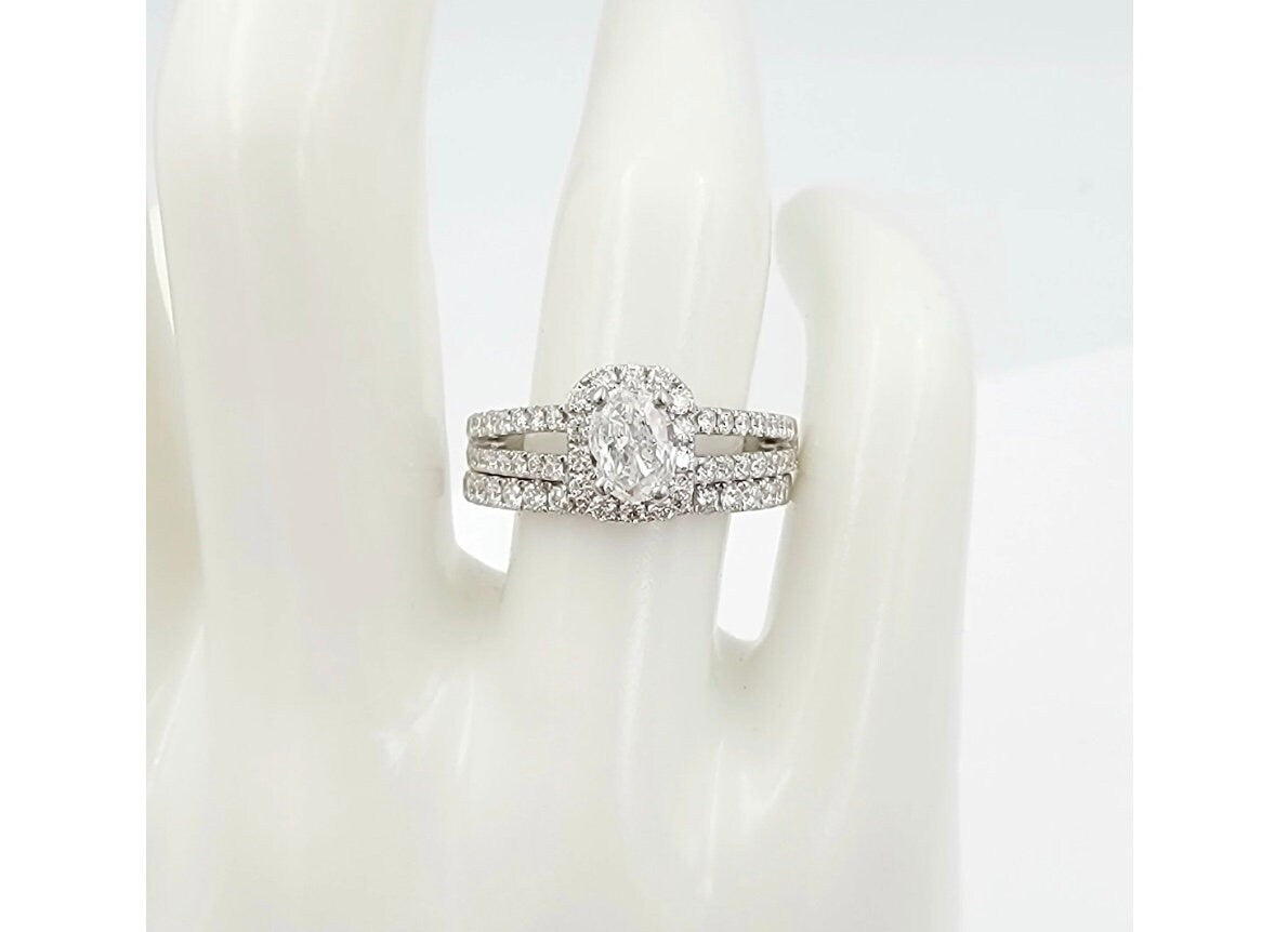 18k white gold diamond wedding set.