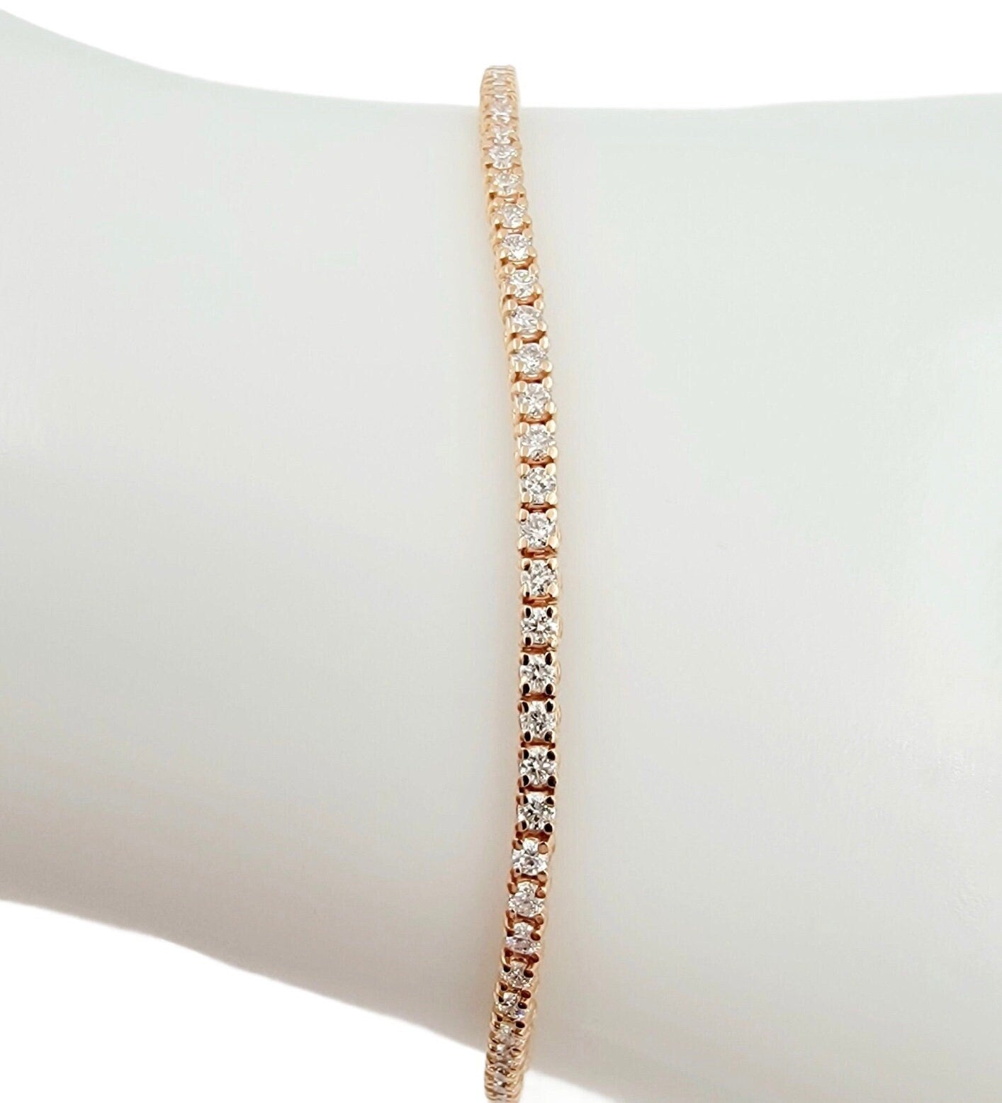 14k Rose Gold Diamond Tennis Bracelet