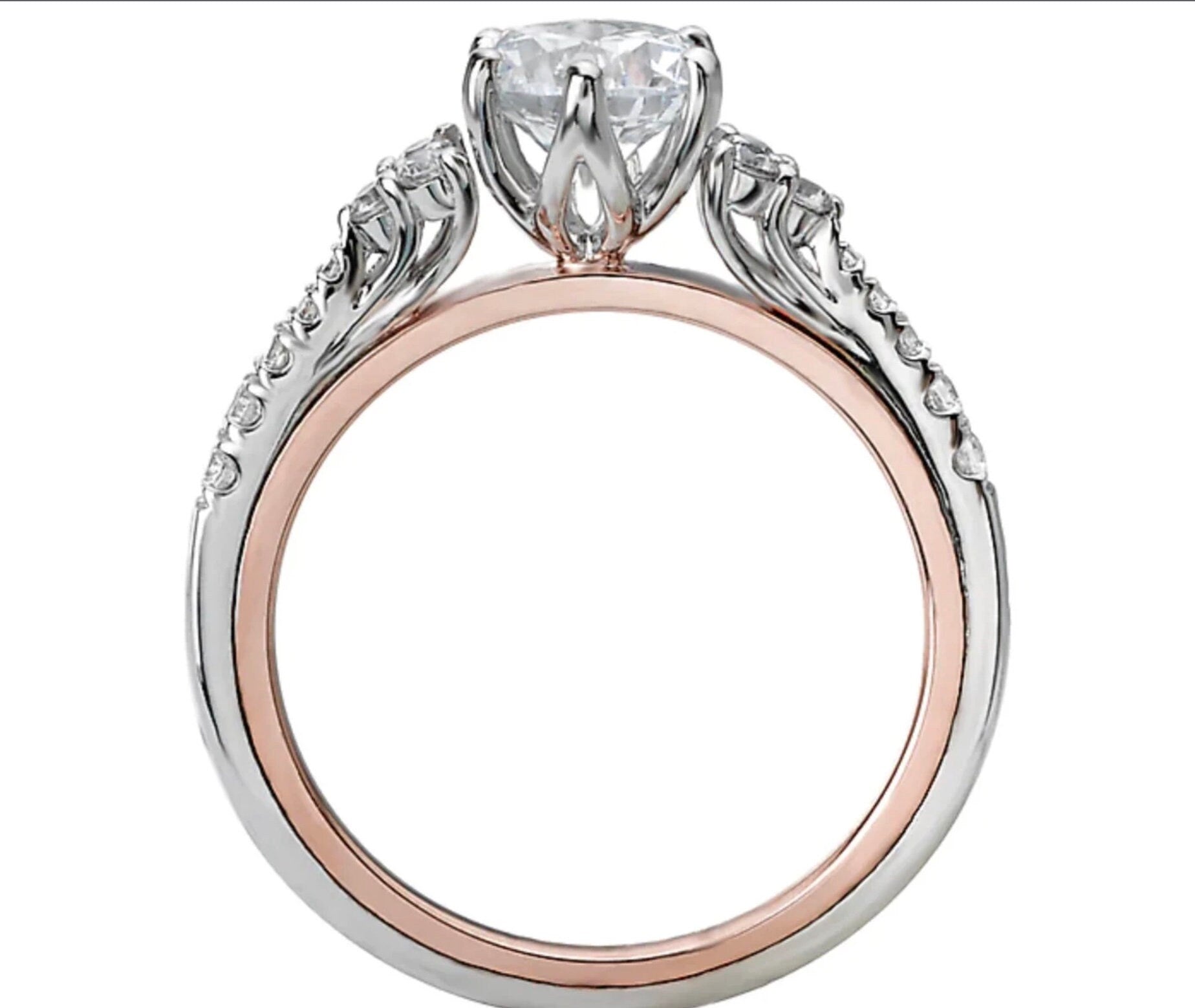 14K Two Tone White/Rose Gold Semi-Mount Romance Collection Wedding Ring.