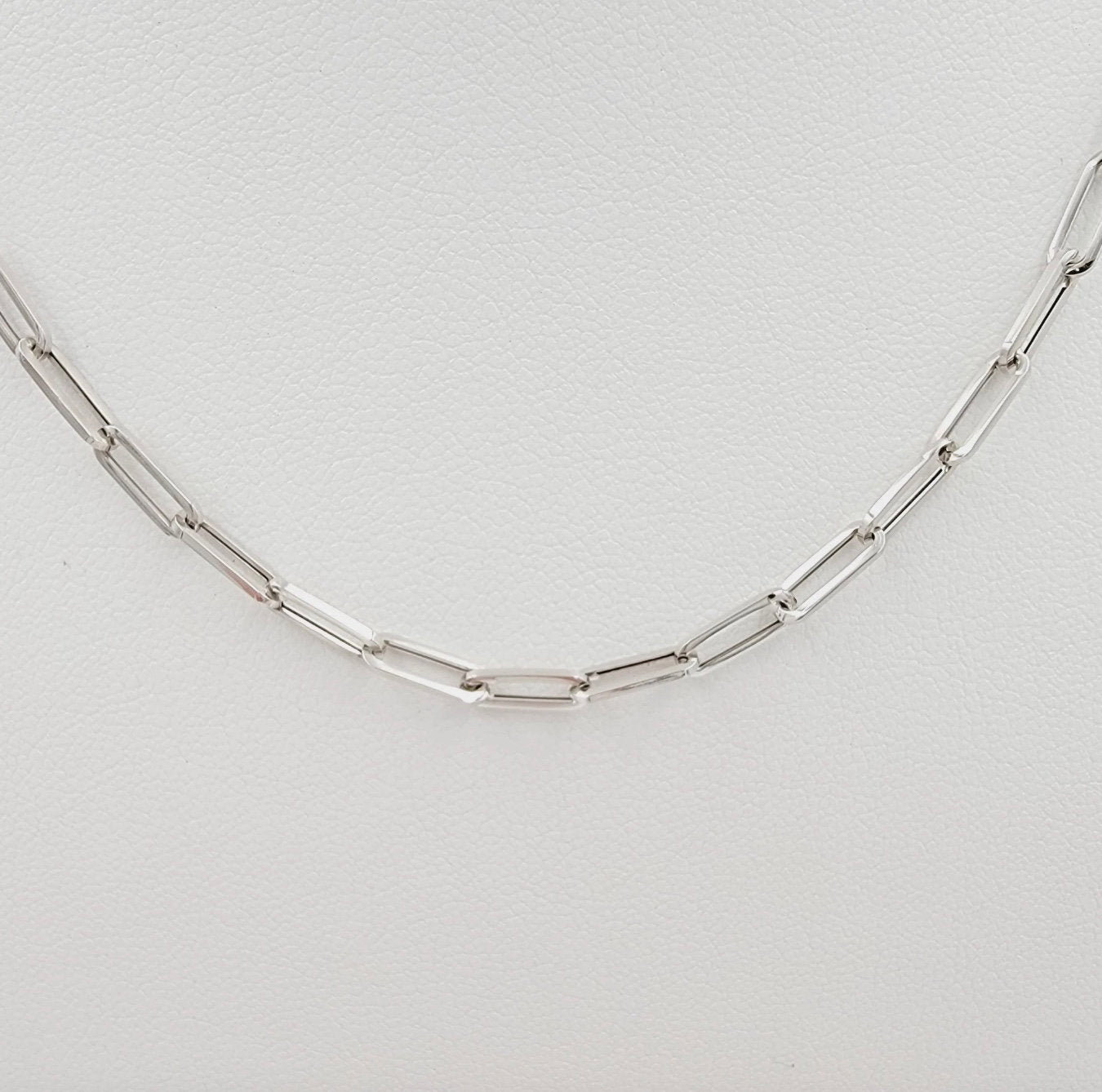 Women's 14k Solid White Gold Paperclip Chain Necklace,16,20,22 Inch.