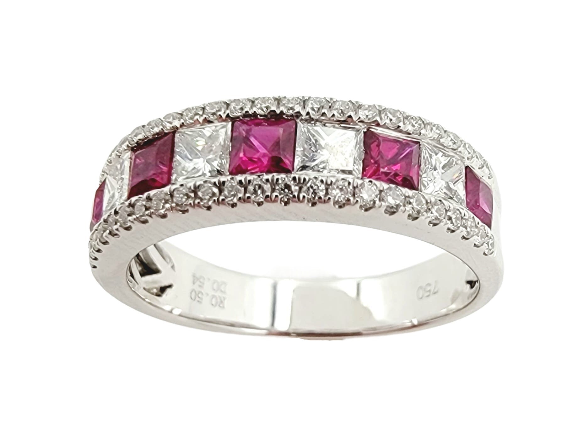 18k white gold Diamond and Ruby Ring, Gift for Her Christmas Ring Jewelry