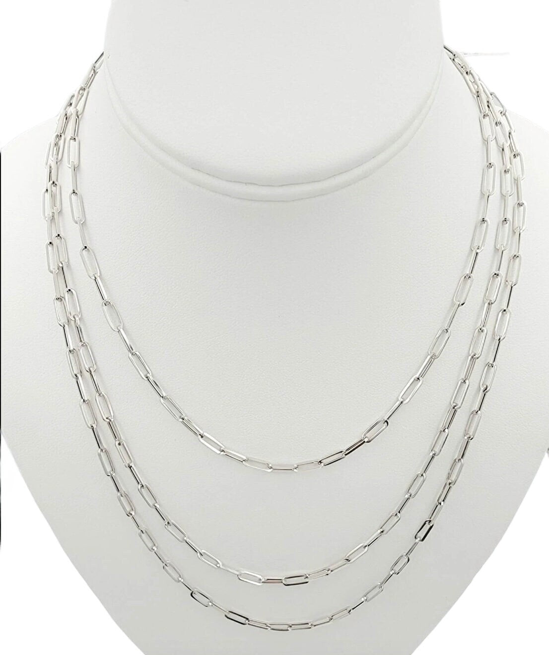 Women's 14k Solid White Gold Paperclip Chain Necklace,16,20,22 Inch.