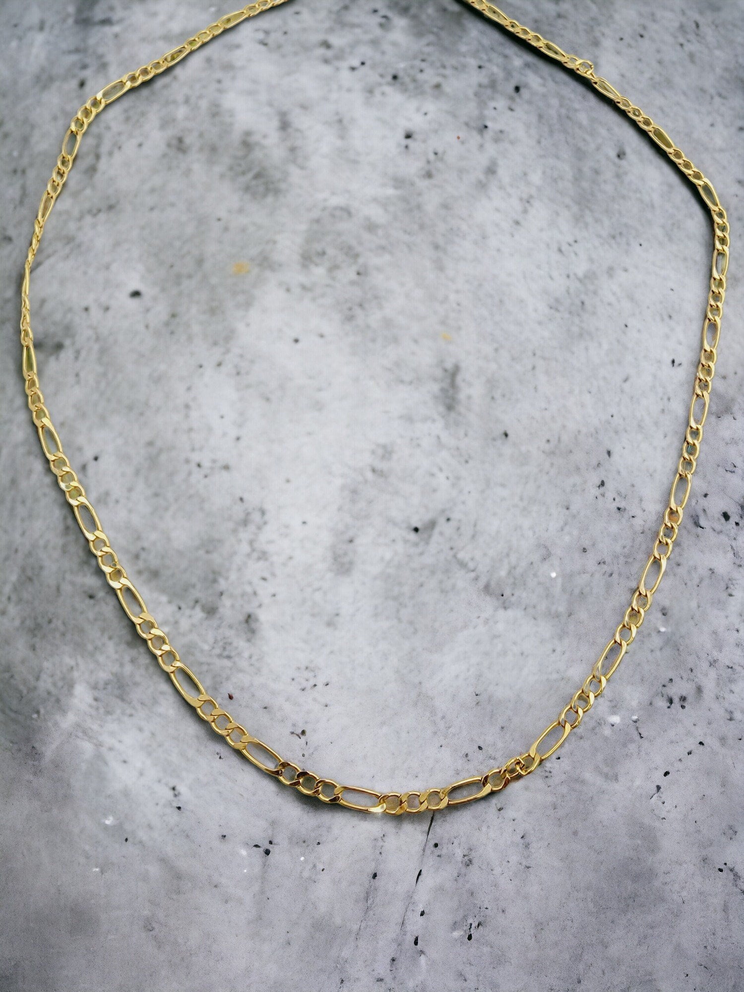 14k Solid Yellow Gold Figaro Chain, 20 Inch, 3.4mm, 5.0 Grams