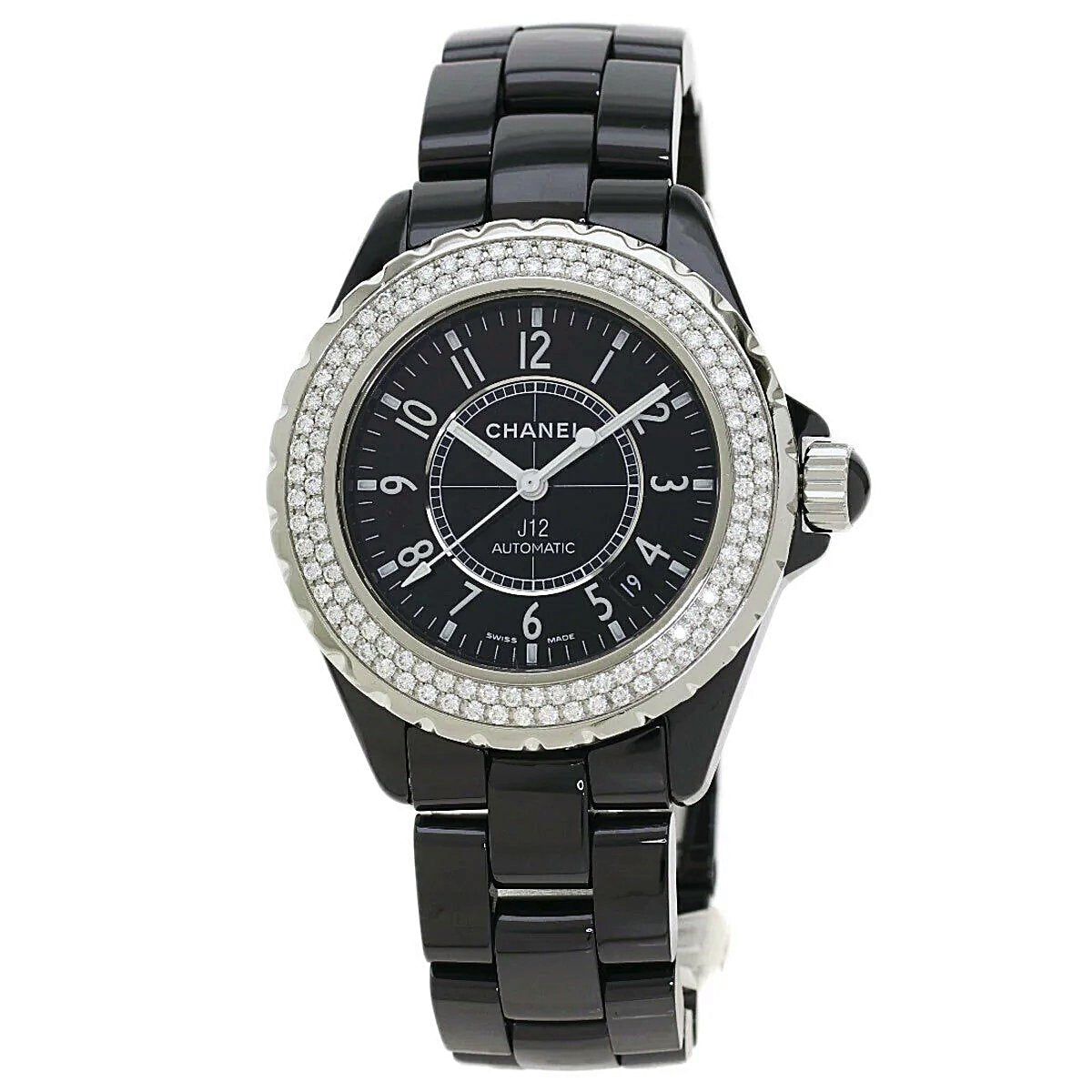 Ladies Chanel J12 - 33mm Black Ceramic Band Watch with High Precision Quartz Movement and Diamond Bezel. (Pre-Owned)