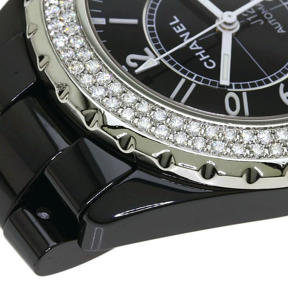 Ladies Chanel J12 - 33mm Black Ceramic Band Watch with High Precision Quartz Movement and Diamond Bezel. (Pre-Owned)