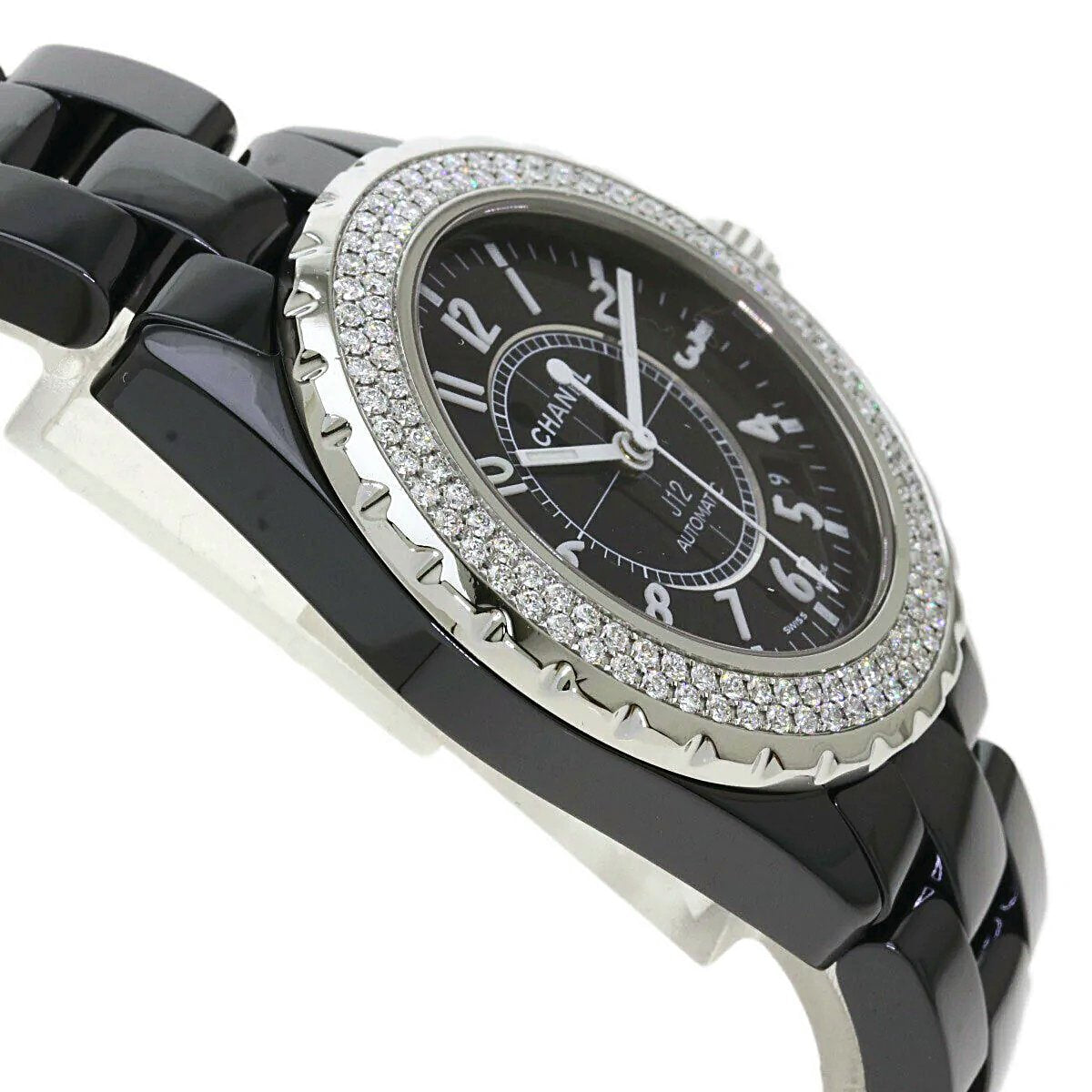 Ladies Chanel J12 - 33mm Black Ceramic Band Watch with High Precision Quartz Movement and Diamond Bezel. (Pre-Owned)