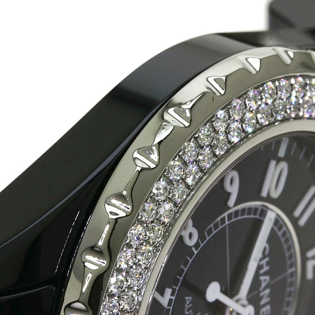 Ladies Chanel J12 - 33mm Black Ceramic Band Watch with High Precision Quartz Movement and Diamond Bezel. (Pre-Owned)