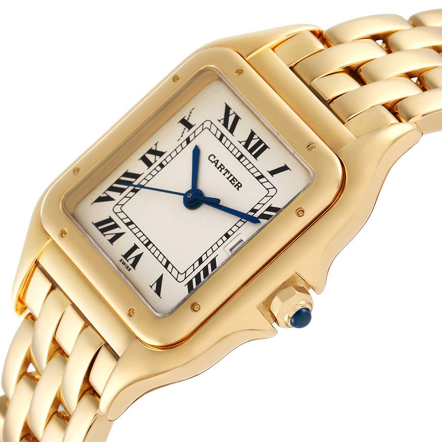 Ladies Medium Cartier Panthere 18K Solid Yellow Gold Watch with Cream Dial. (Pre-Owned W25014B9)