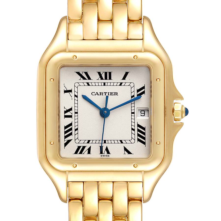 Ladies Medium Cartier Panthere 18K Solid Yellow Gold Watch with Cream Dial. (Pre-Owned W25014B9)