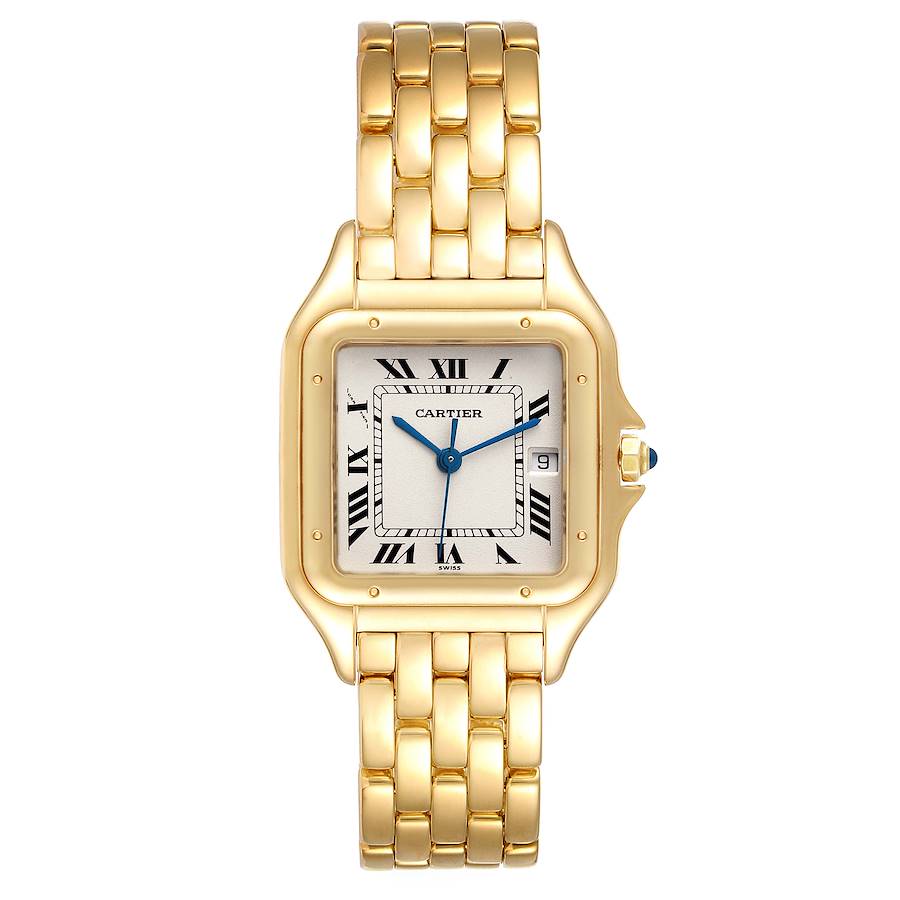 Ladies Medium Cartier Panthere 18K Solid Yellow Gold Watch with Cream Dial. (Pre-Owned W25014B9)