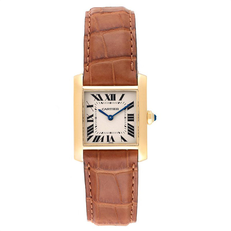 Ladies Medium Cartier Tank Francaise 18K Yellow Gold Watch with White Dial Roman Numerals. (Pre-Owned)