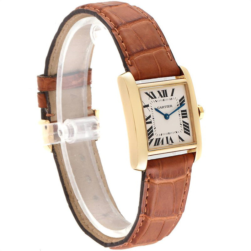 Ladies Medium Cartier Tank Francaise 18K Yellow Gold Watch with White Dial Roman Numerals. (Pre-Owned)