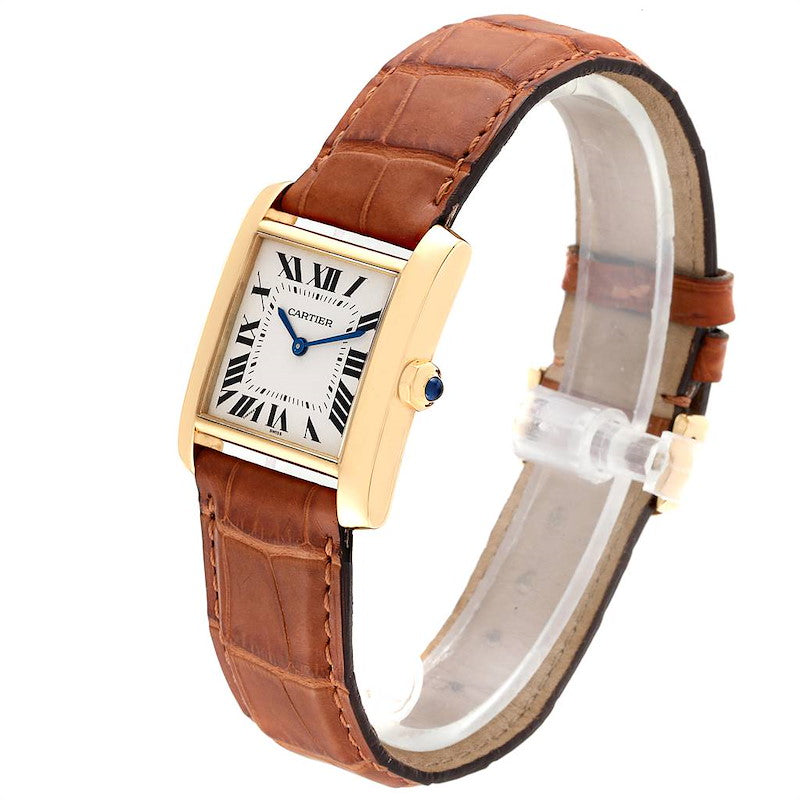 Ladies Medium Cartier Tank Francaise 18K Yellow Gold Watch with White Dial Roman Numerals. (Pre-Owned)