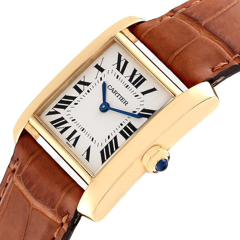 Ladies Medium Cartier Tank Francaise 18K Yellow Gold Watch with White Dial Roman Numerals. (Pre-Owned)