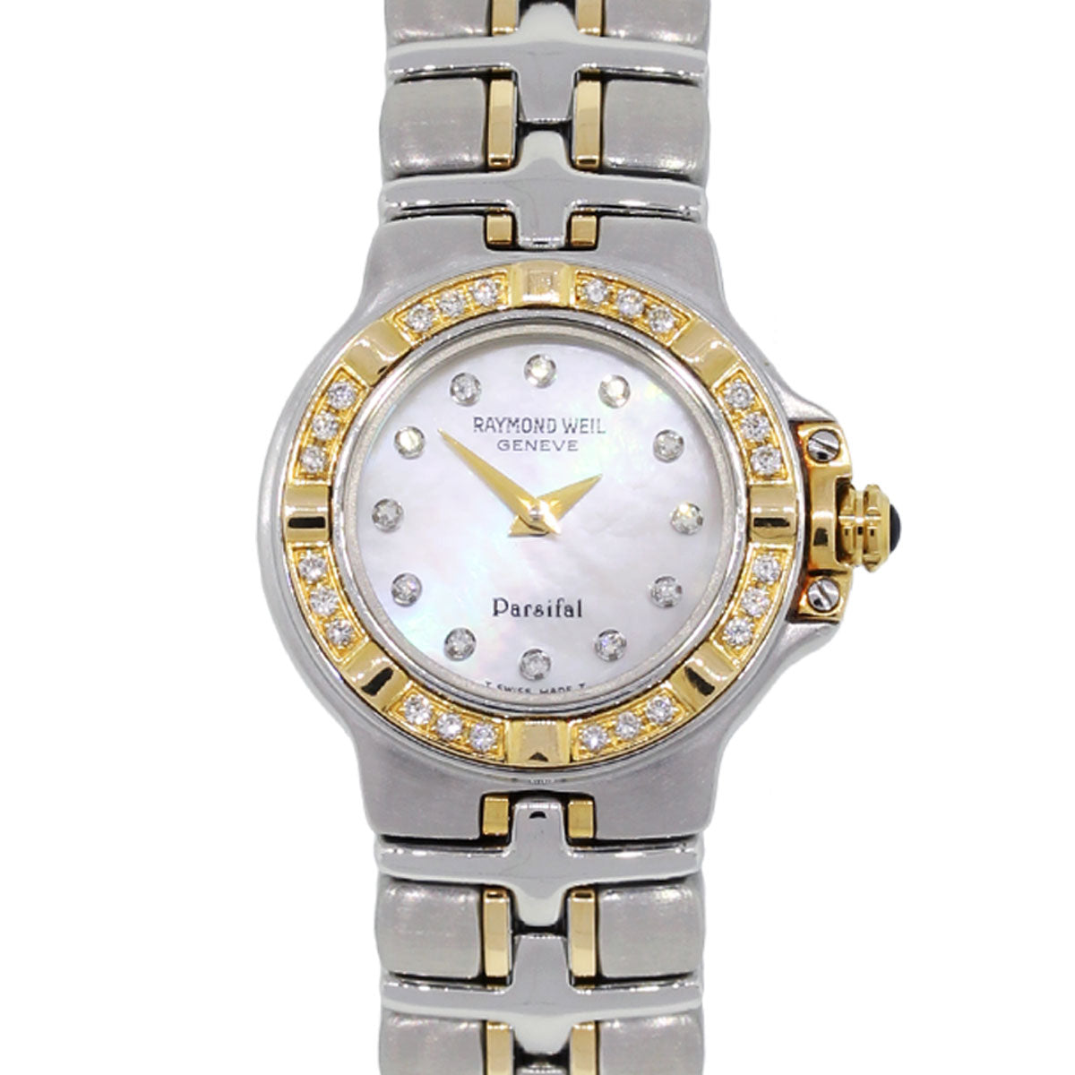 Ladies Raymond Weil Parsifal Two Tone Watch with Mother of Pearl Diamond Dial and Diamond Bezel. (Pre-Owned)