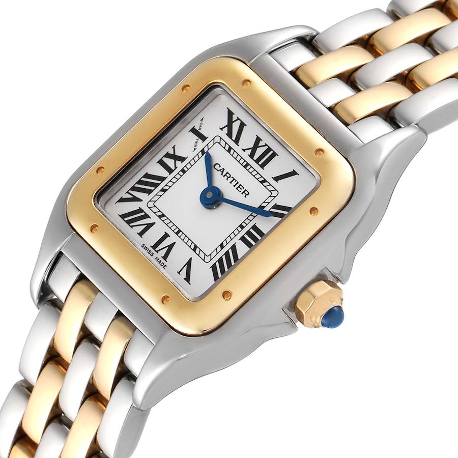 Ladies Small Cartier Panthere Watch in 18K Yellow Gold and Stainless Steel with White Dial. (Pre-Owned)