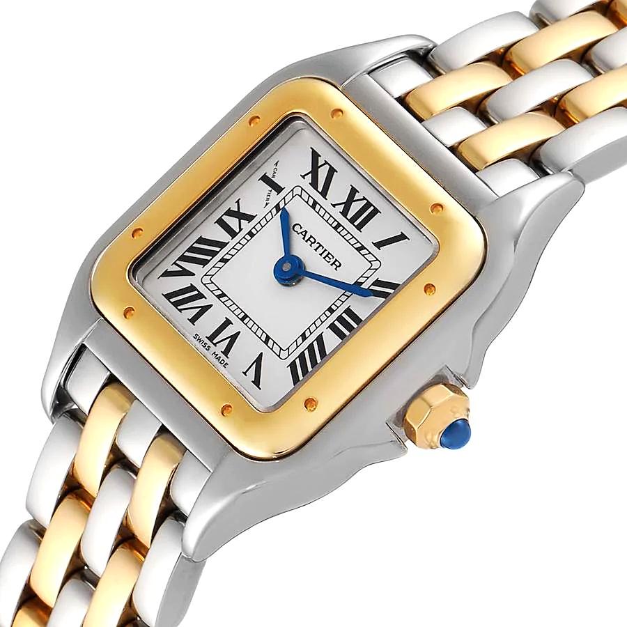 Ladies Small Cartier Panthere Watch in 18K Yellow Gold and Stainless Steel with White Dial. (Pre-Owned)