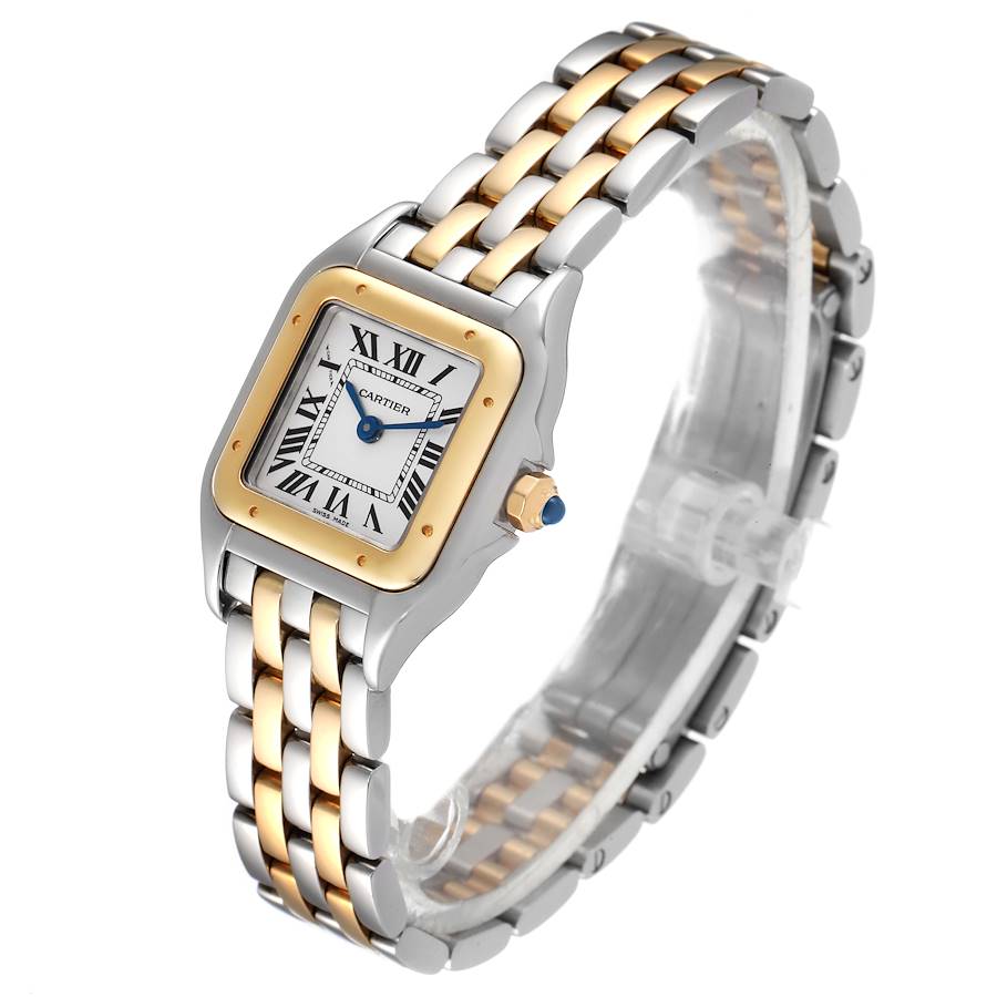 Ladies Small Cartier Panthere Watch in 18K Yellow Gold and Stainless Steel with White Dial. (Pre-Owned)