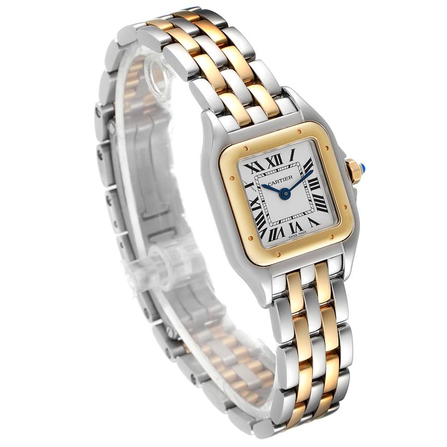 Ladies Small Cartier Panthere Watch in 18K Yellow Gold and Stainless Steel with White Dial. (Pre-Owned)