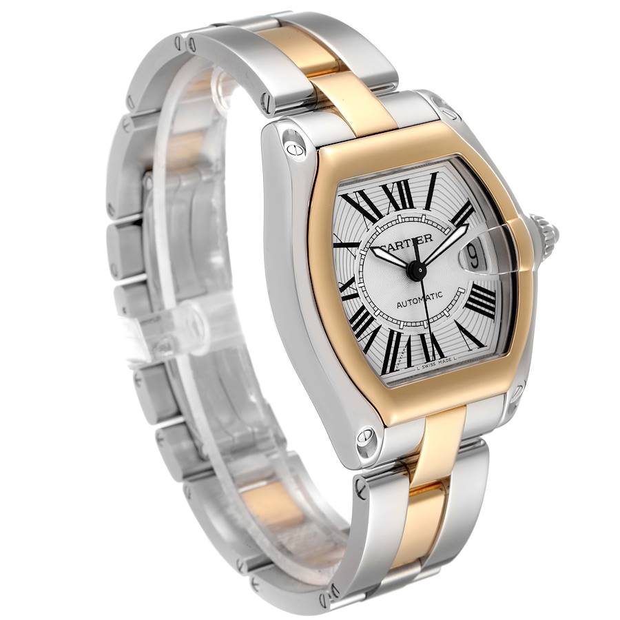 Ladies Medium Cartier Roadster 18K Yellow Gold with Silver Dial and Steel Watch. (Pre-Owned)