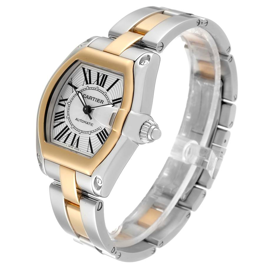 Ladies Medium Cartier Roadster 18K Yellow Gold with Silver Dial and Steel Watch. (Pre-Owned)