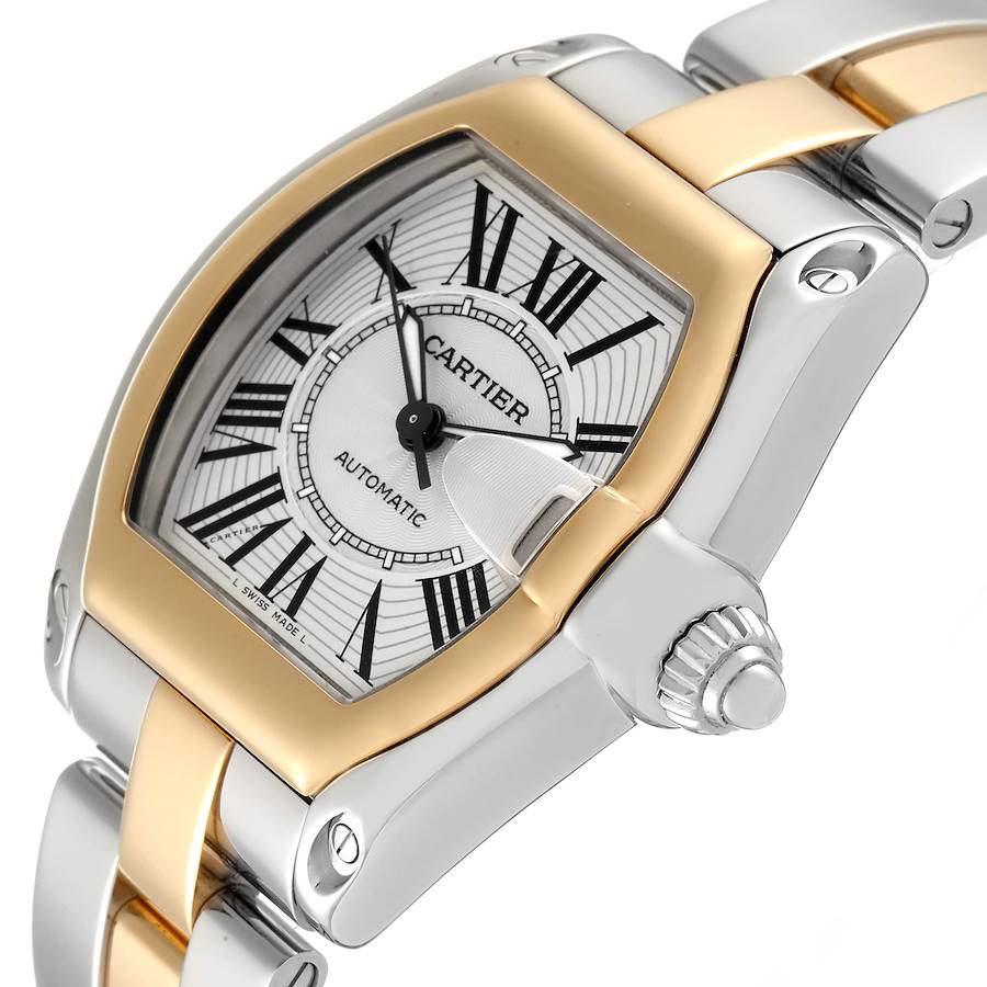 Ladies Medium Cartier Roadster 18K Yellow Gold with Silver Dial and Steel Watch. (Pre-Owned)