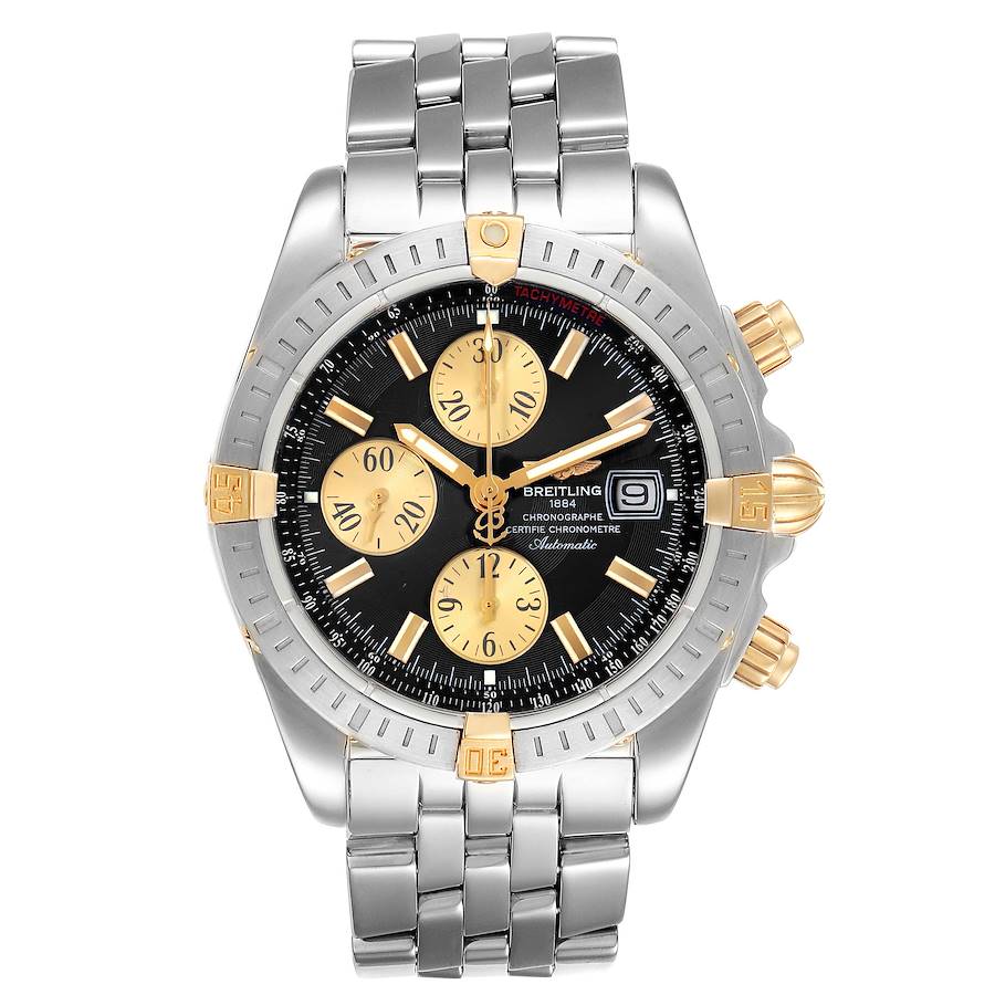 Men's Breitling 40mm 18K Yellow Gold / Stainless Steel Watch with Black Chronograph Dial. (Pre-Owned)