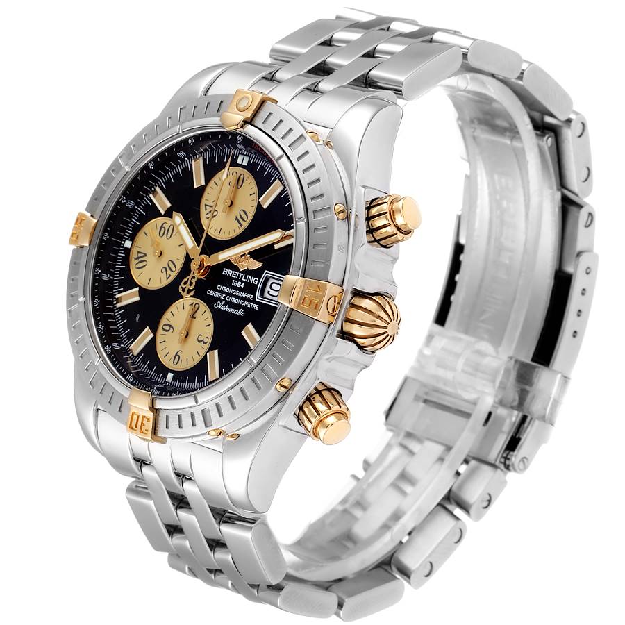 Men's Breitling 40mm 18K Yellow Gold / Stainless Steel Watch with Black Chronograph Dial. (Pre-Owned)