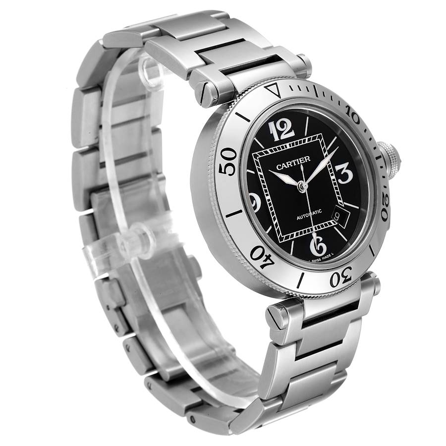 Men's Large 41mm Cartier Pasha Watch with Black Dial in Matte Stainless Steel. (Pre-Owned)