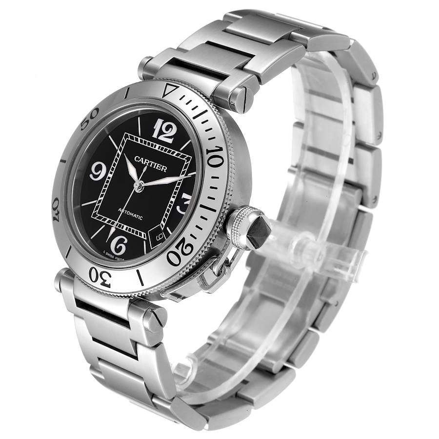 Men's Large 41mm Cartier Pasha Watch with Black Dial in Matte Stainless Steel. (Pre-Owned)