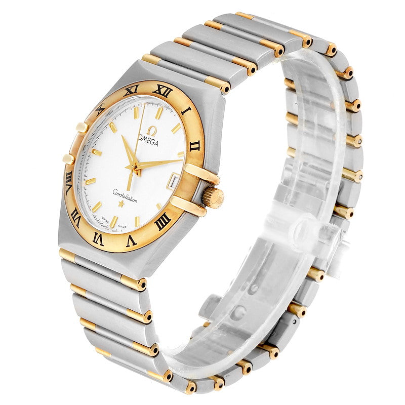 Men's Omega 30mm Constellation 18K Two Tone Watch with Silver Texture Dial and Fixed Roman Numeral Bezel. (Pre-Owned)