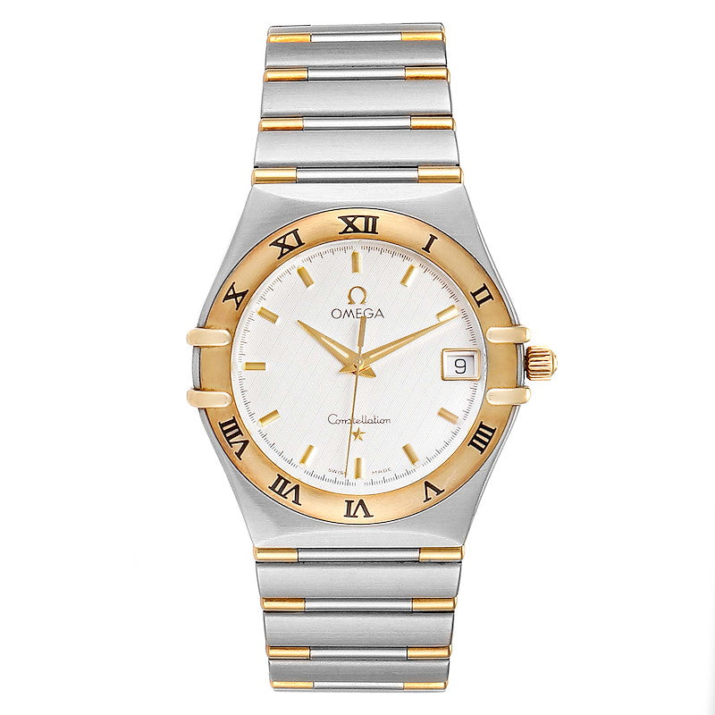 Men's Omega 30mm Constellation 18K Two Tone Watch with Silver Texture Dial and Fixed Roman Numeral Bezel. (Pre-Owned)