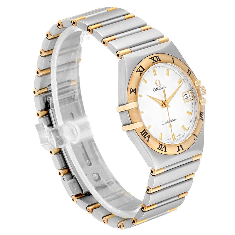 Men's Omega 30mm Constellation 18K Two Tone Watch with Silver Texture Dial and Fixed Roman Numeral Bezel. (Pre-Owned)