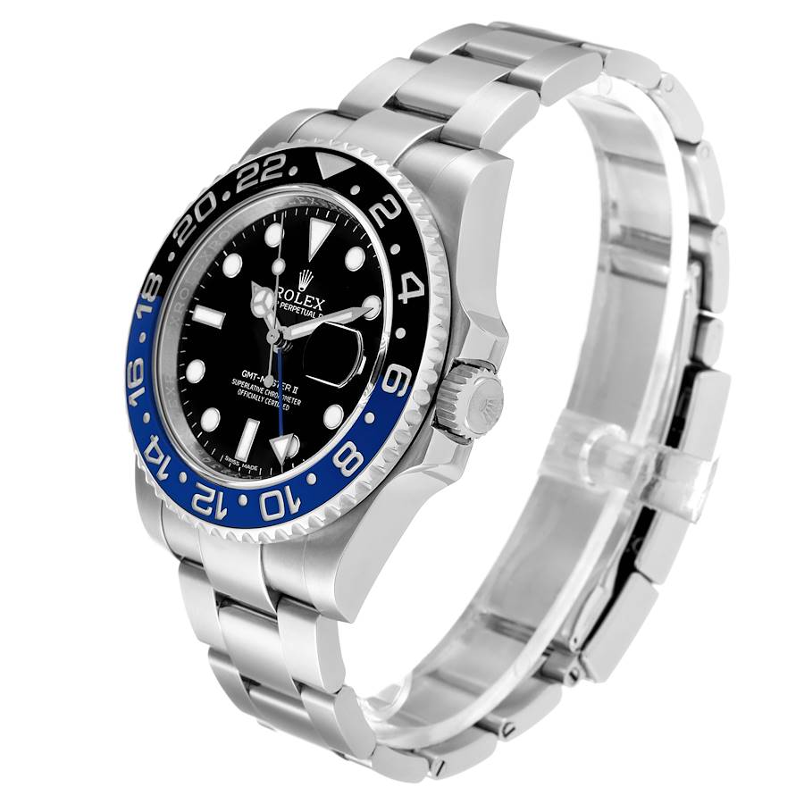 Men's Rolex 40mm GMT Master II "Batman" Stainless Steel Watch with Black Dial and Blue / Black Bezel. (Pre-Owned 116710)