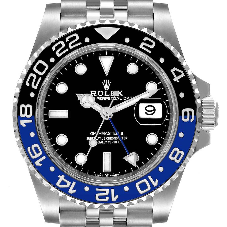 2020 Men's Rolex 40mm GMT Master II "Batman" Stainless Steel Watch with Black Dial and Blue / Black Bezel. (Pre-Owned 126710)