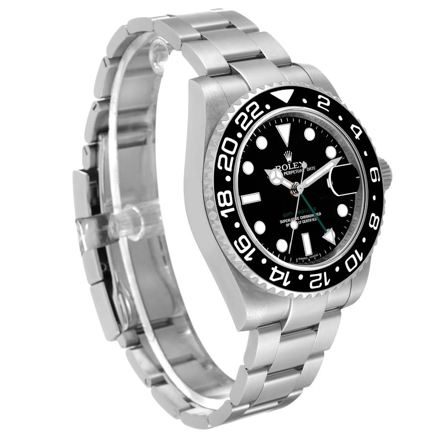 Men's Rolex 40mm GMT Master II Stainless Steel Watch with Black Dial and Black Bezel. (Pre-Owned 116710)