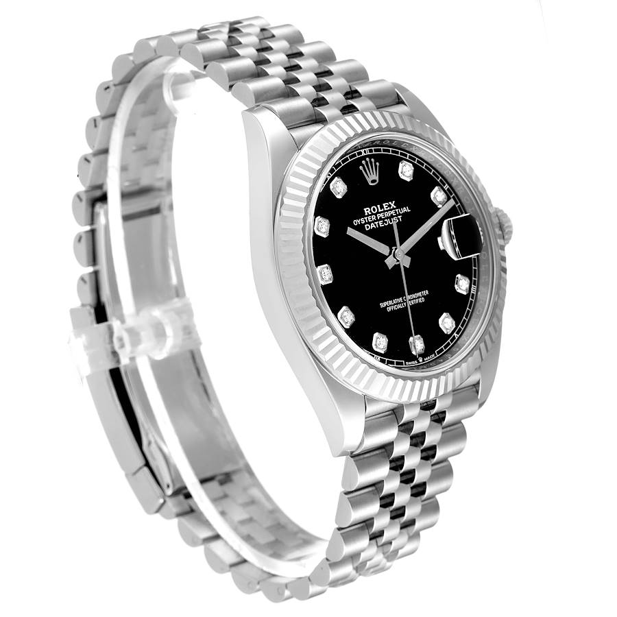 2022 Men's Rolex 41mm DateJust II Stainless Steel Watch with Black Diamond Dial and Fluted Bezel. (Unworn 126334)