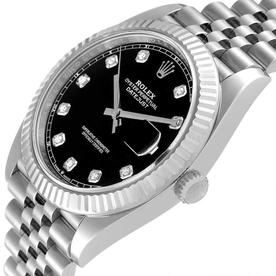 2022 Men's Rolex 41mm DateJust II Stainless Steel Watch with Black Diamond Dial and Fluted Bezel. (Unworn 126334)